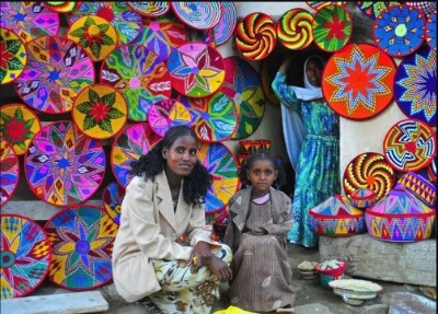 Tigrayan women and girls are skilled in the art of Basketry photo